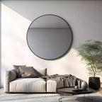 Miroir mural de salle de bain rond Whisen 42 pouces, verre HD de qualité supérieure, cadre en aluminium antirouille