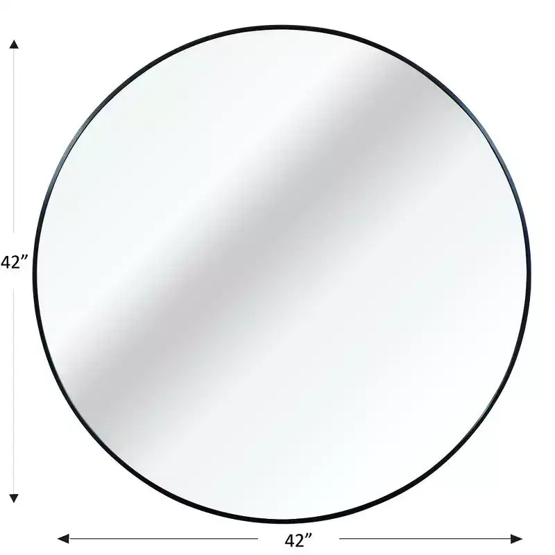 Miroir mural de salle de bain rond Whisen 42 pouces, verre HD de qualité supérieure, cadre en aluminium antirouille