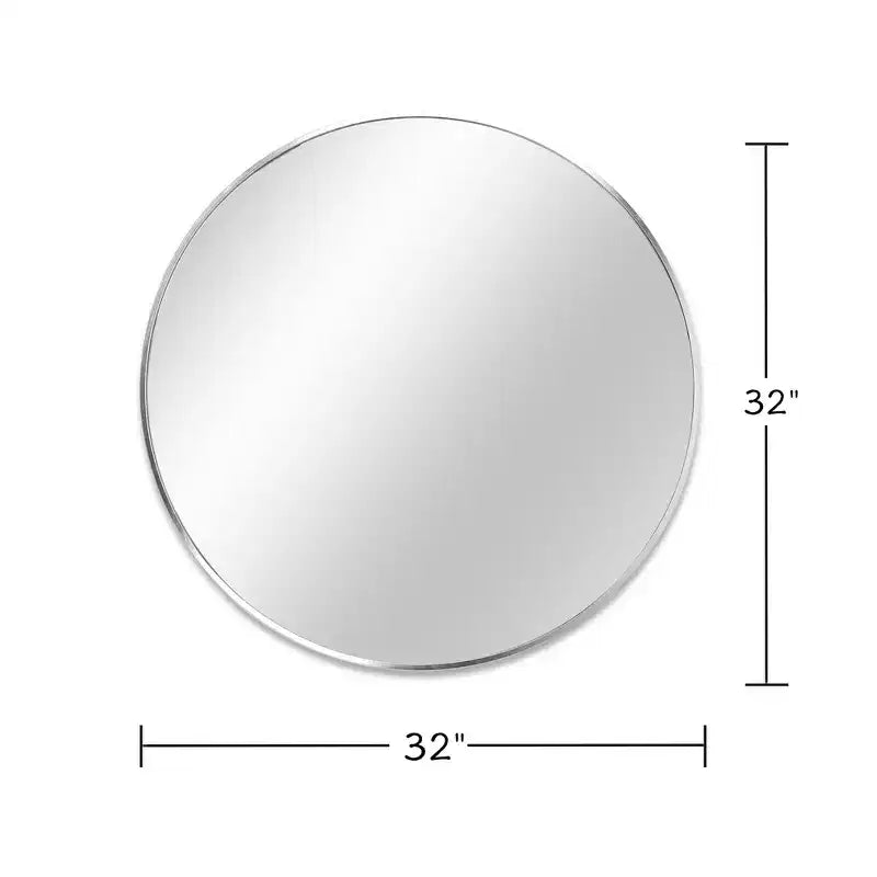 Miroir mural de salle de bain rond Whisen 42 pouces, verre HD de qualité supérieure, cadre en aluminium antirouille