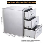 Tiroirs de cuisine extérieure, tiroir de barbecue en acier inoxydable, encastré pour îlot de cuisine extérieure et îlots de barbecue, silencieux, entièrement assemblé