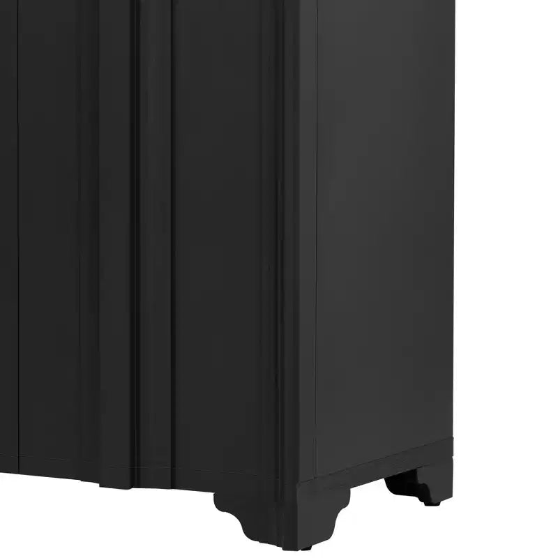 Buffet Okak Sophistiqué, Armoire de Rangement avec 4 Portes Linéaires Ouvragées, Meuble Bar à Café pour Salle à Manger, Salon, Entrée