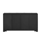 Buffet Okak Sophistiqué, Armoire de Rangement avec 4 Portes Linéaires Ouvragées, Meuble Bar à Café pour Salle à Manger, Salon, Entrée