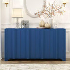 Buffet Okak Sophistiqué, Armoire de Rangement avec 4 Portes Linéaires Ouvragées, Meuble Bar à Café pour Salle à Manger, Salon, Entrée
