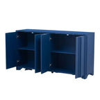 Buffet Okak Sophistiqué, Armoire de Rangement avec 4 Portes Linéaires Ouvragées, Meuble Bar à Café pour Salle à Manger, Salon, Entrée