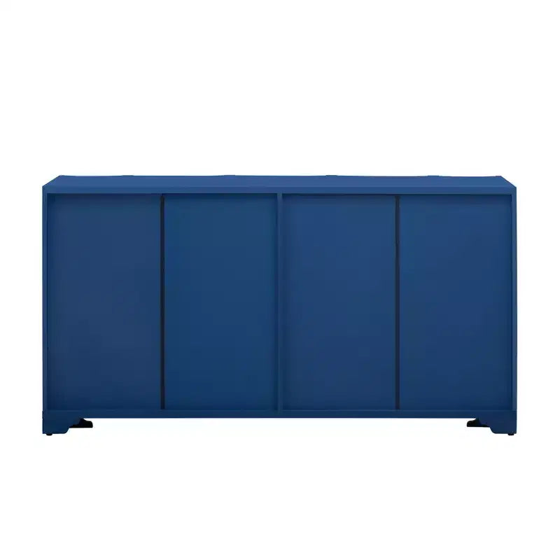 Buffet Okak Sophistiqué, Armoire de Rangement avec 4 Portes Linéaires Ouvragées, Meuble Bar à Café pour Salle à Manger, Salon, Entrée