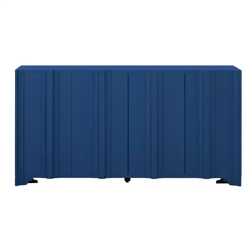 Buffet Okak Sophistiqué, Armoire de Rangement avec 4 Portes Linéaires Ouvragées, Meuble Bar à Café pour Salle à Manger, Salon, Entrée