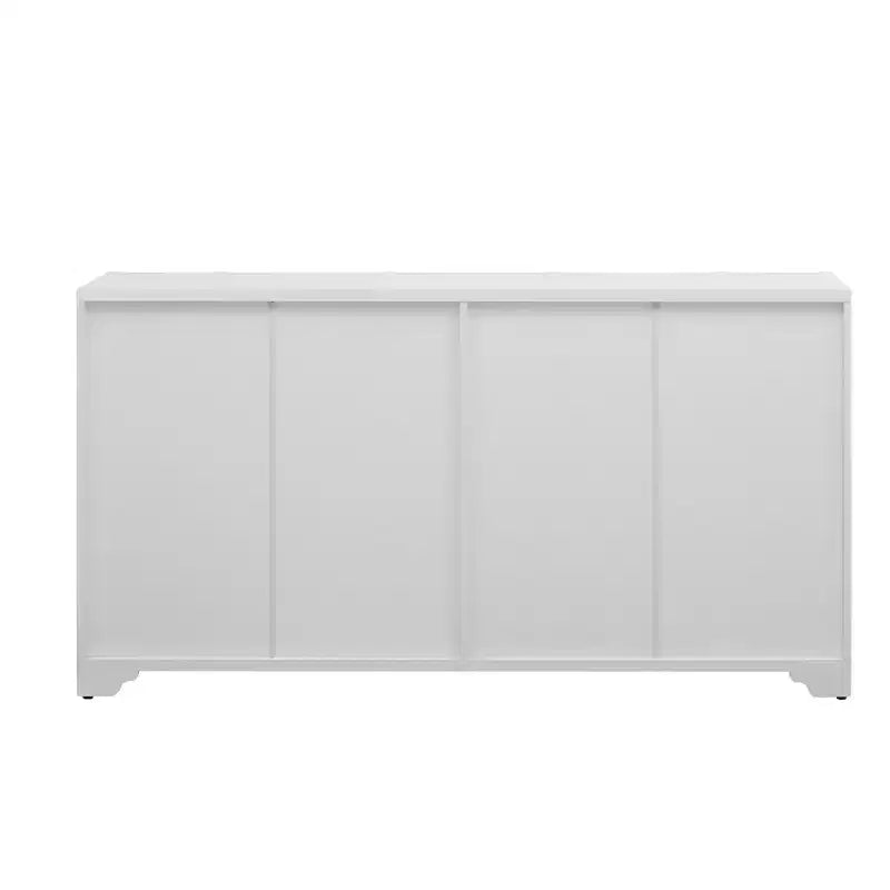Buffet Okak Sophistiqué, Armoire de Rangement avec 4 Portes Linéaires Ouvragées, Meuble Bar à Café pour Salle à Manger, Salon, Entrée
