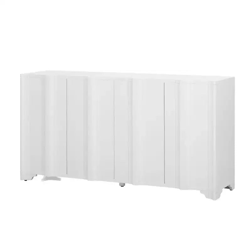 Buffet Okak Sophistiqué, Armoire de Rangement avec 4 Portes Linéaires Ouvragées, Meuble Bar à Café pour Salle à Manger, Salon, Entrée