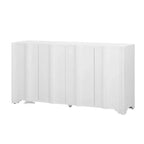 Buffet Okak Sophistiqué, Armoire de Rangement avec 4 Portes Linéaires Ouvragées, Meuble Bar à Café pour Salle à Manger, Salon, Entrée