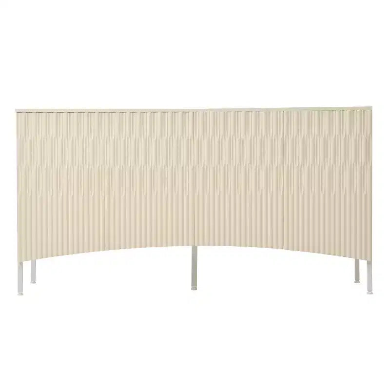 Buffet Okak Sophistiqué, Armoire de Rangement avec 4 Portes Linéaires Ouvragées, Meuble Bar à Café pour Salle à Manger, Salon, Entrée