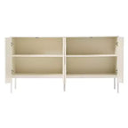 Buffet Okak Sophistiqué, Armoire de Rangement avec 4 Portes Linéaires Ouvragées, Meuble Bar à Café pour Salle à Manger, Salon, Entrée