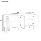 Buffet Okak Sophistiqué, Armoire de Rangement avec 4 Portes Linéaires Ouvragées, Meuble Bar à Café pour Salle à Manger, Salon, Entrée