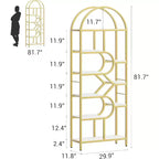 Étagère arquée à 6 niveaux - Bibliothèque géométrique de 207,5 cm de hauteur pour la maison et le bureau - Étagère de rangement moderne pour livres, disques vinyles, objets de décoration