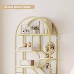 Étagère arquée à 6 niveaux - Bibliothèque géométrique de 207,5 cm de hauteur pour la maison et le bureau - Étagère de rangement moderne pour livres, disques vinyles, objets de décoration