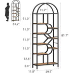 Étagère arquée à 6 niveaux - Bibliothèque géométrique de 207,5 cm de hauteur pour la maison et le bureau - Étagère de rangement moderne pour livres, disques vinyles, objets de décoration