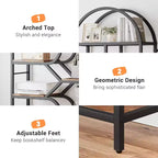 Étagère arquée à 6 niveaux - Bibliothèque géométrique de 207,5 cm de hauteur pour la maison et le bureau - Étagère de rangement moderne pour livres, disques vinyles, objets de décoration