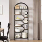 Étagère arquée à 6 niveaux - Bibliothèque géométrique de 207,5 cm de hauteur pour la maison et le bureau - Étagère de rangement moderne pour livres, disques vinyles, objets de décoration