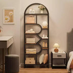 Étagère arquée à 6 niveaux - Bibliothèque géométrique de 207,5 cm de hauteur pour la maison et le bureau - Étagère de rangement moderne pour livres, disques vinyles, objets de décoration