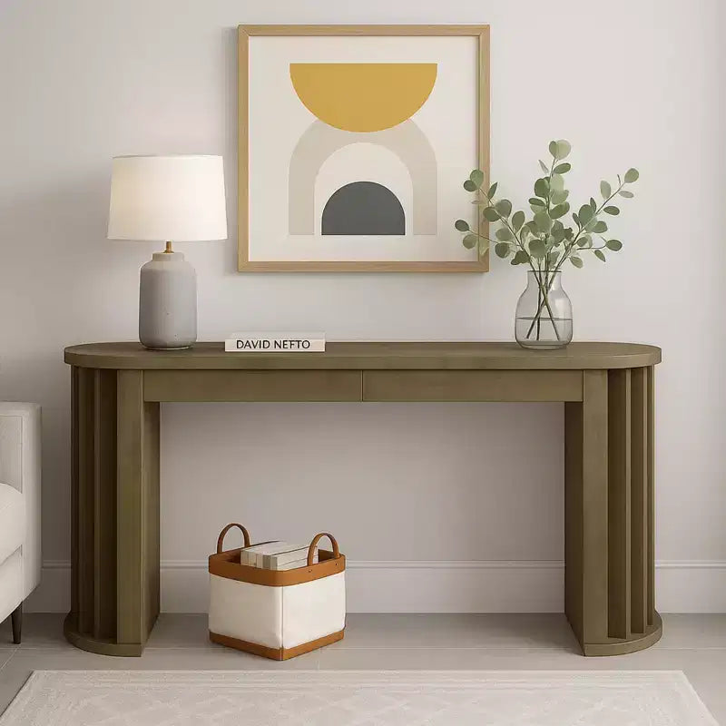 Console avec pieds évasés et bord ovale moderne Merax