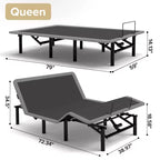 Base de lit réglable GDFStudio Jones avec massage de tête et de pieds, télécommande sans fil, port de chargement et veilleuse LED