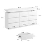 Dyonery Commode 9 Tiroirs avec Prise de Courant, Commode avec Lumière LED, Commode Moderne pour Placard, Meuble de Rangement à Double Largeur pour Chambre