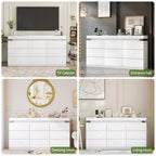 Dyonery Commode 9 Tiroirs avec Prise de Courant, Commode avec Lumière LED, Commode Moderne pour Placard, Meuble de Rangement à Double Largeur pour Chambre