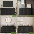 Dyonery Commode 9 Tiroirs avec Prise de Courant, Commode avec Lumière LED, Commode Moderne pour Placard, Meuble de Rangement à Double Largeur pour Chambre