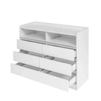GDFStudio Barnard Buffet rectangulaire moderne de 130 cm avec 6 tiroirs et éclairage réglable