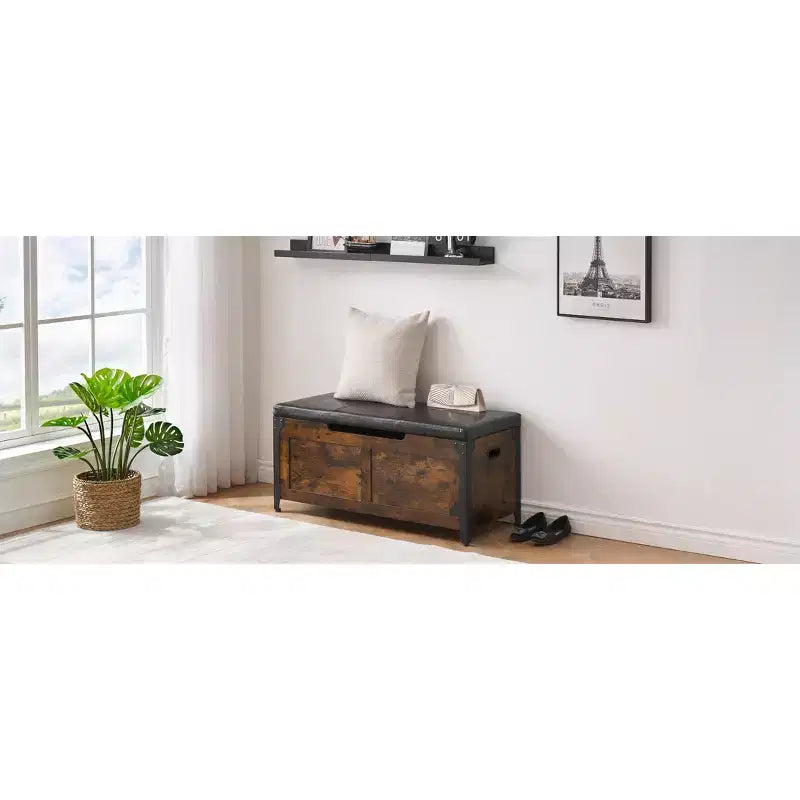 Banc de rangement à couvercle relevable – Meuble à chaussures d'entrée avec charnières de sécurité et design multifonctionnel