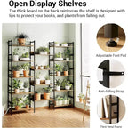 Grande étagère à 5 niveaux, étagère industrielle avec 4 étagères ouvertes, haute bibliothèque rustique pour chambre à coucher ou bureau