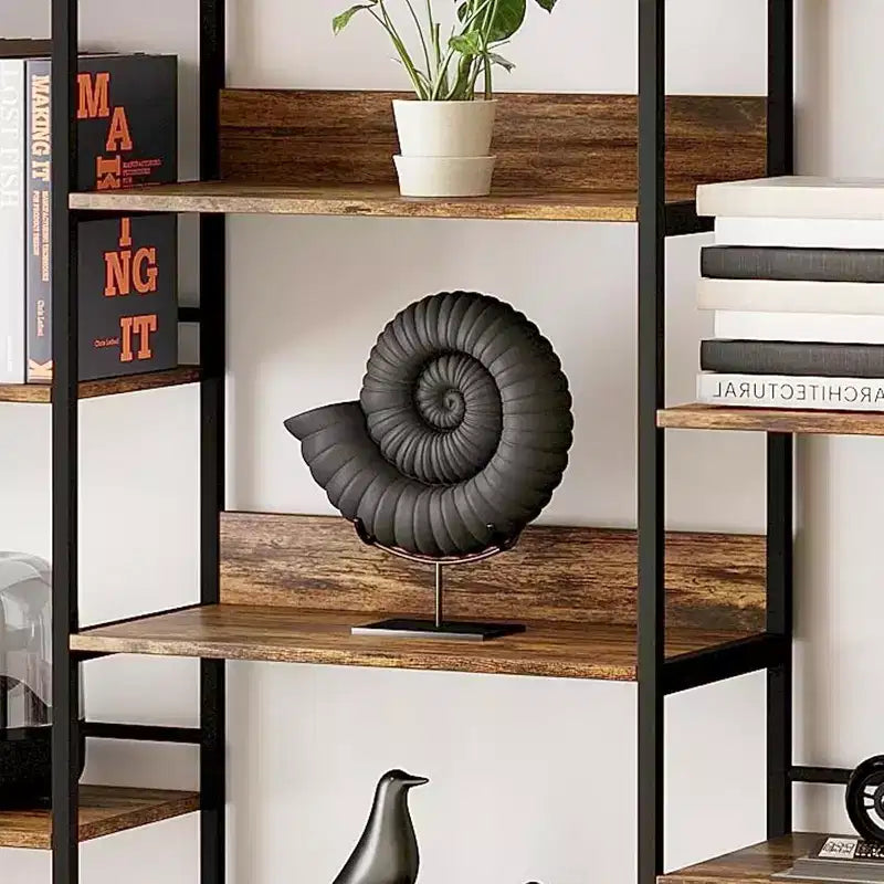 Grande étagère à 5 niveaux, étagère industrielle avec 4 étagères ouvertes, haute bibliothèque rustique pour chambre à coucher ou bureau