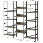 Grande étagère à 5 niveaux, étagère industrielle avec 4 étagères ouvertes, haute bibliothèque rustique pour chambre à coucher ou bureau