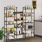 Grande étagère à 5 niveaux, étagère industrielle avec 4 étagères ouvertes, haute bibliothèque rustique pour chambre à coucher ou bureau