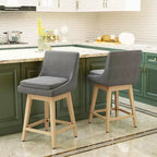 Dyonery Tabourets de Bar Pivotants à Hauteur de Comptoir de 26,8 po, Lot de 2, Tabourets de Bar de Cuisine Rembourrés avec Dossier, Pieds en Bois Massif, Tissu - Bleu