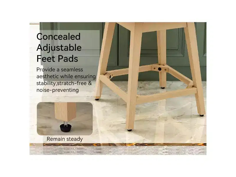 Dyonery Tabourets de Bar Pivotants à Hauteur de Comptoir de 26,8 po, Lot de 2, Tabourets de Bar de Cuisine Rembourrés avec Dossier, Pieds en Bois Massif, Tissu - Bleu