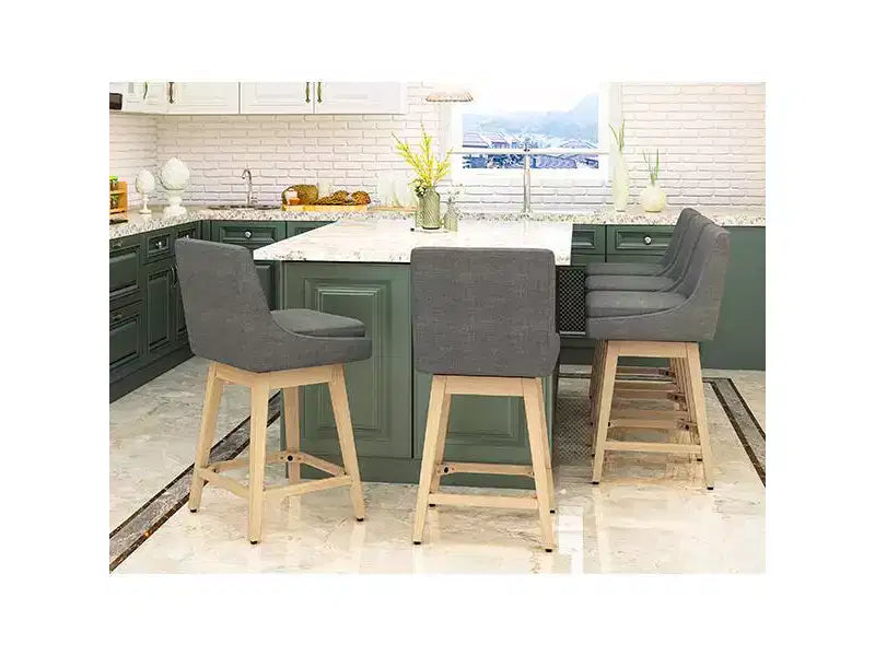 Dyonery Tabourets de Bar Pivotants à Hauteur de Comptoir de 26,8 po, Lot de 2, Tabourets de Bar de Cuisine Rembourrés avec Dossier, Pieds en Bois Massif, Tissu - Bleu