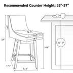 Dyonery Tabourets de Bar Pivotants à Hauteur de Comptoir de 26,8 po, Lot de 2, Tabourets de Bar de Cuisine Rembourrés avec Dossier, Pieds en Bois Massif, Tissu - Bleu