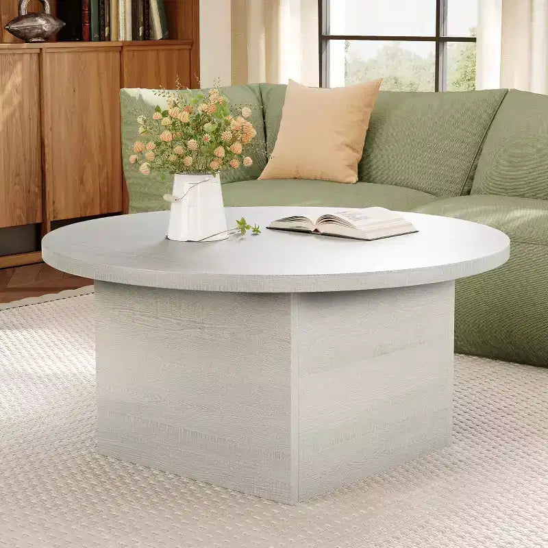 Dyonery 35.5 Table basse de ferme en bois composite moderne, table résistante aux rayures avec cadre robuste pour salon, bureau à domicile, salle de repos, marron