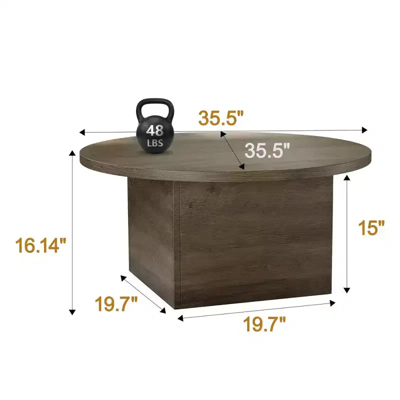 Dyonery 35.5 Table basse de ferme en bois composite moderne, table résistante aux rayures avec cadre robuste pour salon, bureau à domicile, salle de repos, marron