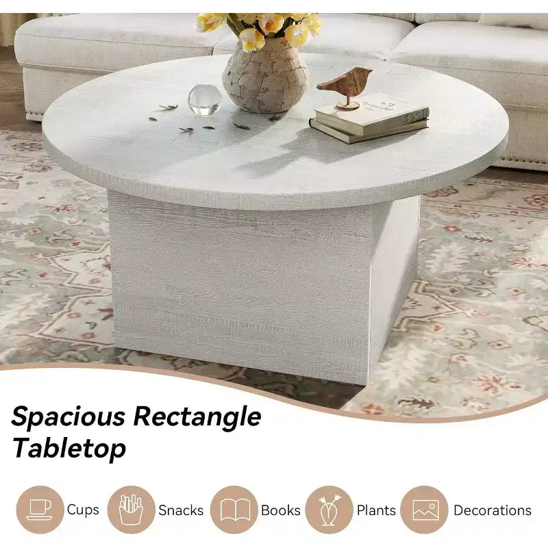 Dyonery 35.5 Table basse de ferme en bois composite moderne, table résistante aux rayures avec cadre robuste pour salon, bureau à domicile, salle de repos, marron