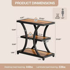 Table d'appoint à 3 niveaux Lantine avec rangement, design géométrique en métal, table de chevet industrielle pour salon, chambre à coucher