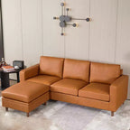 Module de rangement ottoman GustoWave pour salon, module ottoman carré pour canapé-lit sectionnel, marron