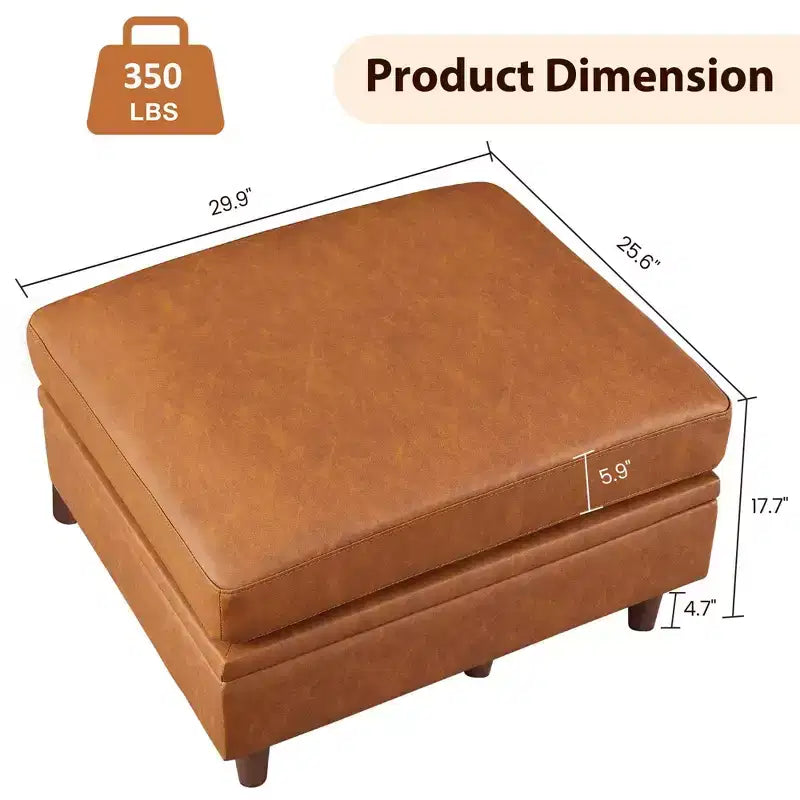 Module de rangement ottoman GustoWave pour salon, module ottoman carré pour canapé-lit sectionnel, marron