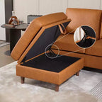 Module de rangement ottoman GustoWave pour salon, module ottoman carré pour canapé-lit sectionnel, marron