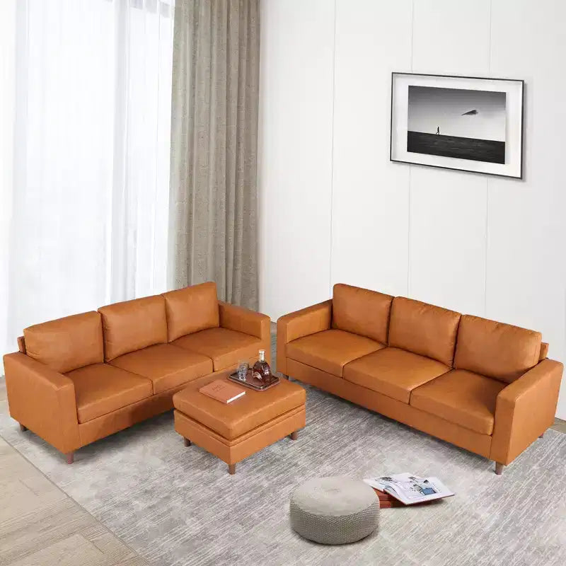 Module de rangement ottoman GustoWave pour salon, module ottoman carré pour canapé-lit sectionnel, marron