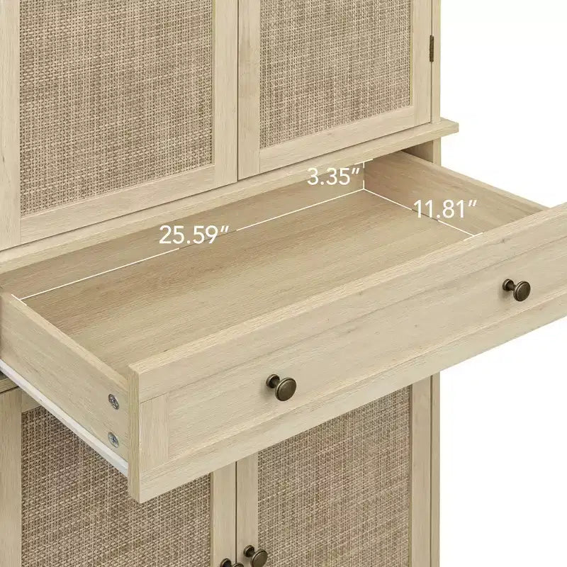 Meuble de cuisine Okak, armoire haute avec 4 étagères intérieures réglables et 4 portes, buffet polyvalent pour salon et salle à manger