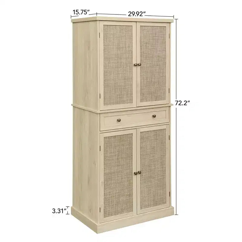 Meuble de cuisine Okak, armoire haute avec 4 étagères intérieures réglables et 4 portes, buffet polyvalent pour salon et salle à manger