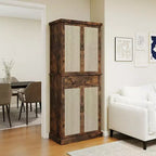 Meuble de cuisine Okak, armoire haute avec 4 étagères intérieures réglables et 4 portes, buffet polyvalent pour salon et salle à manger