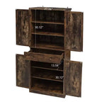Meuble de cuisine Okak, armoire haute avec 4 étagères intérieures réglables et 4 portes, buffet polyvalent pour salon et salle à manger