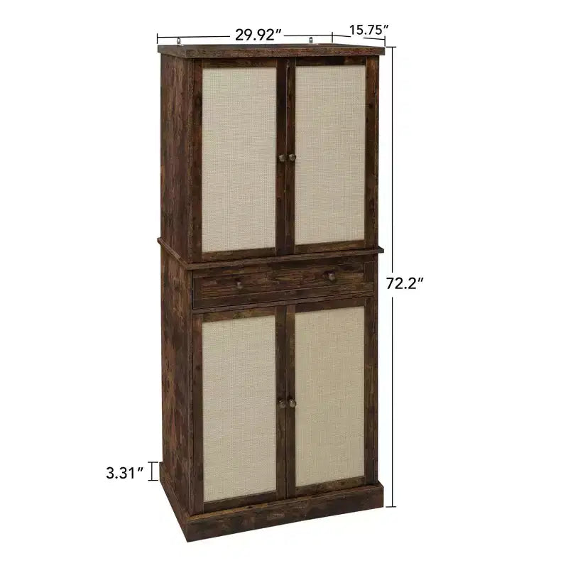 Meuble de cuisine Okak, armoire haute avec 4 étagères intérieures réglables et 4 portes, buffet polyvalent pour salon et salle à manger